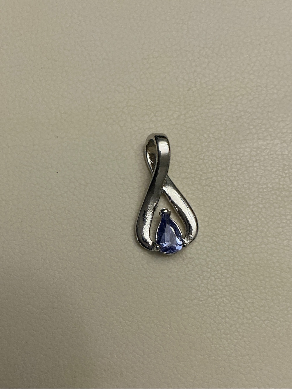 Elegant Silver Teardrop Necklace Pendant with Tanzanite Blue-Purple Stone
